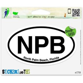 NPB North Palm Beach Florida Oval Vinyl Car Bumper Window Sticker 5" x 3" in Kuwait