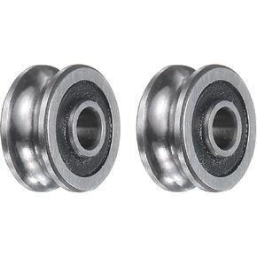 UXCELL 6PCS SG15 Deep U Groove Ball Track دليل محمل 5 مم × 17 مم OD X 9MM عرض مزدوج محكم GCR15 GCR15 عالية الكربون من محامل الدليل ثنائي المحور ، والفضة in Kuwait
