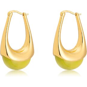 Milan Chiva 14K Gold Hoop Earrings for Women, Plated Chunky Earrings Glitter Sparkle Huggie Dainty Hypoallergenic Hoop Earrings for Womens Jewelry in Kuwait