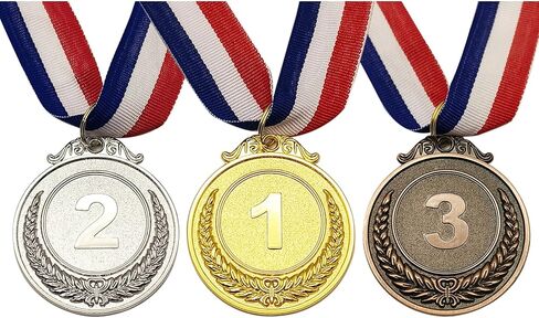 2'' Medals for Awards – 3/6/12/24/36/48 Pcs, Lightweight Zinc Alloy Medals - Gold, Silver, Bronze for 1st, 2nd, 3rd Place, Includes Ribbons in Kuwait
