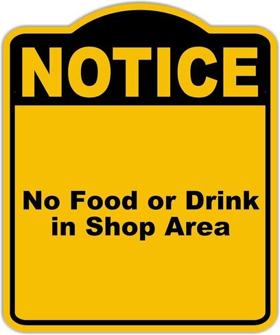 لا طعام أو مشروب في منطقة المتجر لاحظ علامة مركب من الألومنيوم الأسود الصفراء 8.5 × 10 بوصات in Kuwait