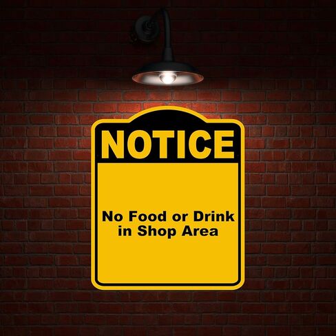 لا طعام أو مشروب في منطقة المتجر لاحظ علامة مركب من الألومنيوم الأسود الصفراء 8.5 × 10 بوصات in Kuwait