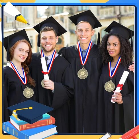 Quelay 60 Pcs Gold Award Medals with Neck Ribbons 2 Inch Winner Medals Awards Bulk Metal Trophy Award Prize Gift for Adult Competitions Education Tournaments Event in Saudi Arabia