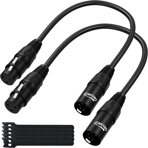 Elecan 3 pin أنثى إلى 5 دبوس من الذكور و 3 دبوس ذكر إلى 5 دبوس أنثى xlr/dmx كبل محول التحول 1 قدم/2 حزمة ، قسط لإضاءة مرحلة الصوت الميكروفون ومرنة مرنة ، أسود+ روابط in Kuwait