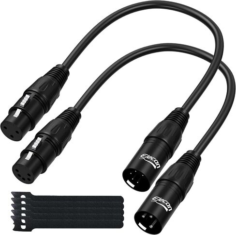 Elecan 3 pin أنثى إلى 5 دبوس من الذكور و 3 دبوس ذكر إلى 5 دبوس أنثى xlr/dmx كبل محول التحول 1 قدم/2 حزمة ، قسط لإضاءة مرحلة الصوت الميكروفون ومرنة مرنة ، أسود+ روابط in Kuwait