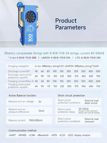 100 بليانس 40A 8-24S يمكن bms & wi-fi تعيين Smart Active Balance Protect Build في Bluetooth & RS485/CAN PORT in Kuwait