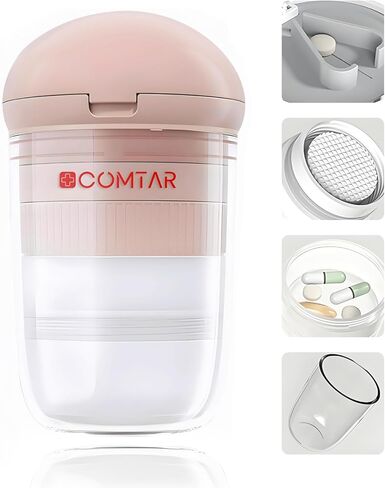 قطع حبوب منع الحمل 4 في 1 مع الكسارة والتخزين والكؤوس-قطع دقيق للحبوب 0.85 بوصة ، شفرة من الفولاذ المقاوم للصدأ ، تصميم مريح (وردي) in Kuwait