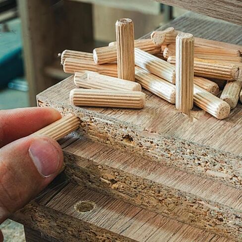 100Pcs 8x30mm Wooden Dowel Pins, Twill Groove Dowel Pin Hardwood Dowel Pegs with Tapered Ends for Furniture DIY Projects, Shelves, Crafts, Carpentry in Saudi Arabia