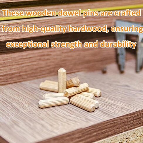 100Pcs 8x30mm Wooden Dowel Pins, Twill Groove Dowel Pin Hardwood Dowel Pegs with Tapered Ends for Furniture DIY Projects, Shelves, Crafts, Carpentry in Saudi Arabia