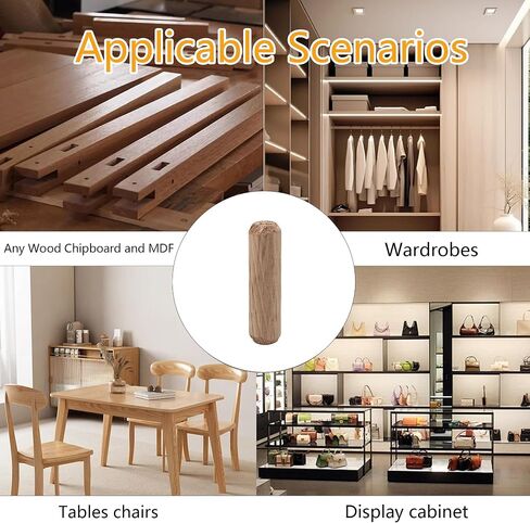 100Pcs 8x30mm Wooden Dowel Pins, Twill Groove Dowel Pin Hardwood Dowel Pegs with Tapered Ends for Furniture DIY Projects, Shelves, Crafts, Carpentry in Saudi Arabia
