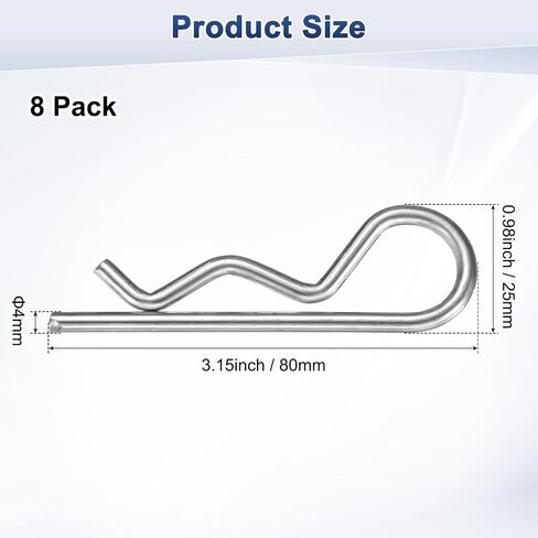 10-Pack R-Shaped Cotter Pin, M3x50mm Stainless Steel Hairpin Hardware Spring R Clips for Trailer Locking/Trucks/Trucks Lock System, Heavy Retainer Pins in Saudi Arabia