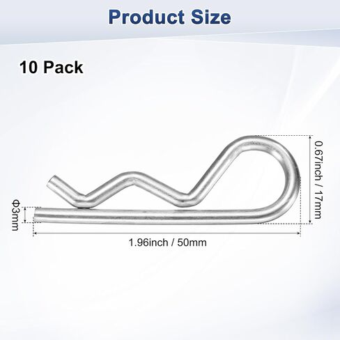 10-Pack R-Shaped Cotter Pin, M3x50mm Stainless Steel Hairpin Hardware Spring R Clips for Trailer Locking/Trucks/Trucks Lock System, Heavy Retainer Pins in Saudi Arabia