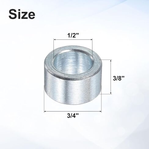 uxcell 5 Pcs Galvanized Steel Spacer 1/2" Bore x 3/4" OD x 3/4" Length, Unthreaded Standoff Bushing Plain Finish, Round Metal Spacer Fits M12 Screws Bolts in Saudi Arabia