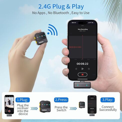ميكروفون لافالييه اللاسلكي لـ iPhone: لتسجيل الفيديو ، البودكاست والبث: الميكروفون المهني مع الحد من الضوضاء الذكية ، عمر البطارية 30 ساعة - رائع لمبدعي المدونة والمحتوى in Saudi Arabia