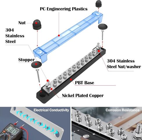 20 Power/Ground Distribution Block Automotive Bus Bar 12V Marine 2PK in Kuwait