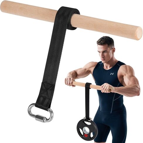 Forearm Strengthener and Wrist Roller, Forearm Exerciser with Joint-Friendly Beech Wood Handles, Forearm Strength Trainer with Durable Nylon Webbing and Stainless Steel Chain Quick Links in Kuwait
