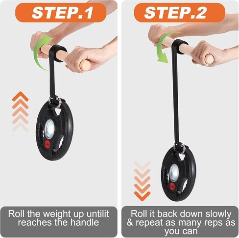 Forearm Strengthener and Wrist Roller, Forearm Exerciser with Joint-Friendly Beech Wood Handles, Forearm Strength Trainer with Durable Nylon Webbing and Stainless Steel Chain Quick Links in Kuwait