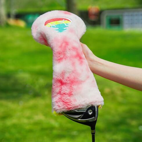 Craftsman Golf Club Head Cover Flamingo Peach Coconut Pink Tie-Dye Driver Headcover Funny Driver Headcover Plush Fuzzy Golf Club Cover for Women Golf Gift for Female Golfers in Saudi Arabia
