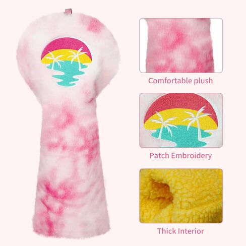 Craftsman Golf Club Head Cover Flamingo Peach Coconut Pink Tie-Dye Driver Headcover Funny Driver Headcover Plush Fuzzy Golf Club Cover for Women Golf Gift for Female Golfers in Saudi Arabia