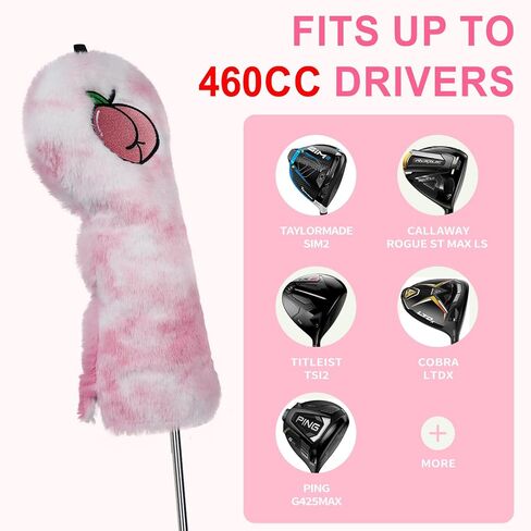 Craftsman Golf Club Cover Flamingo Peach Coconut Pink Tie-Dye Driver Driver Headcover Funny Headcover Plush Fuzzy Golf Cover for Women Golf Gift for Female Golf in Kuwait