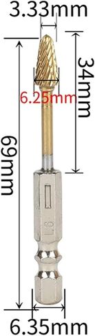 Rotary File Hexagonal Handle Double Groove Grinding Head Polishing 1Pcs(3-L6) in Saudi Arabia