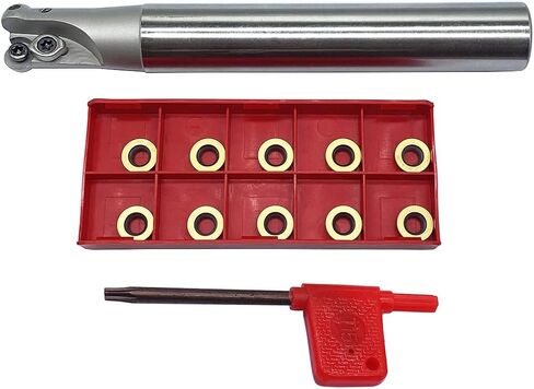 GBJ EMR R5 Round Nose Indexable End Millder for RPMW10 Carbide إدراج طحن القاطع الشارب ، طحن الطحن الطحن (10pcs RPMW1003MO + EMR C19-5R20-150L) in Kuwait