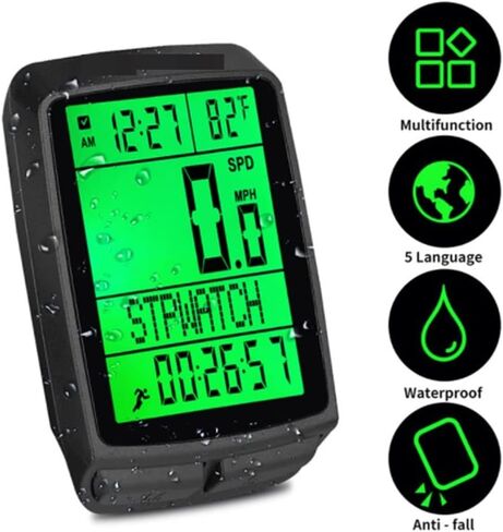 Bike Bicycle Odometer Speedometer, Waterproof Auto Wake and Sleep Multifunction, Wireless in Saudi Arabia