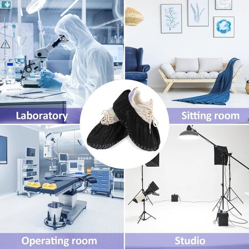 أغطية أحذية Uonlytech 200pcs لا يمكن التخلص منها غير قابلة للانزلاق ، أسود غير منسوجة أغطية منسوجة للمنزل في المنزل قابلة لإعادة الاستخدام ، وامتداد الحد الأقصى بحجم 13 رجال in Kuwait
