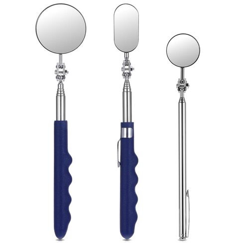 Telescoping Inspection Mirror Inspection Tool, Stainless Steel Extendable Mechanic Mirror with Long Handle Tool Retractable Handle Pocket Clip Mechanic Tools for Technicians Mechanics (Oval, Round) in Saudi Arabia