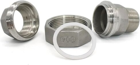 الفولاذ المقاوم للصدأ 304 BSPT 1/4 '' 3/8 ‘'1/2‘' 3/4 ‘'1‘' ذكر إلى إناث الخيوط المللمية الأنابيب الحية المناسب (1 pcs ، 1/2 ") in Saudi Arabia