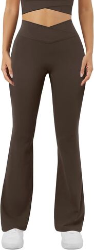 Women's Yoga Pants V Crossover Flare Leggings with Pockets Flared Bootcut Bell Bottoms Workout Pants Gym in Saudi Arabia