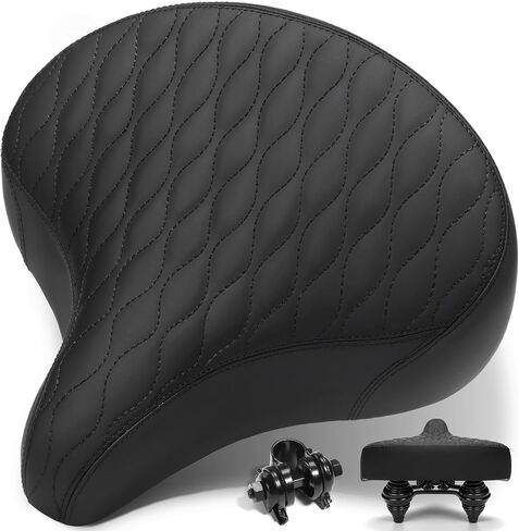 Wide Bike Seat for Men & Women Comfort, Extra Soft Padded Large Bicycle Seat Cushion, Comfortable Oversized Bike Saddle for Ebike, Mountain Bike, Beach Cruiser, Stationary Exercise Bike in Saudi Arabia