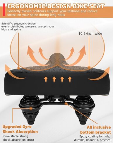 Wide Bike Seat for Men & Women Comfort, Extra Soft Padded Large Bicycle Seat Cushion, Comfortable Oversized Bike Saddle for Ebike, Mountain Bike, Beach Cruiser, Stationary Exercise Bike in Saudi Arabia