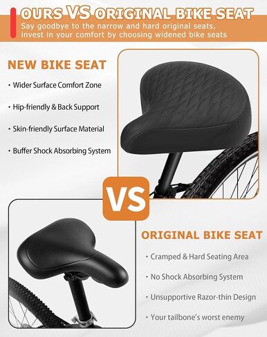 Wide Bike Seat for Men & Women Comfort, Extra Soft Padded Large Bicycle Seat Cushion, Comfortable Oversized Bike Saddle for Ebike, Mountain Bike, Beach Cruiser, Stationary Exercise Bike in Saudi Arabia