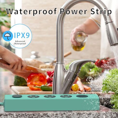 IPX9 Outdoor Power Strip Weatherproof, Surge Protector Power Strip with 3 Outlet and 3 USB Charging Ports(2 USB C), 5.18FT Extension Cord for Patio, Garden, Bathroom, Kitchen, Garage, Office in Saudi Arabia