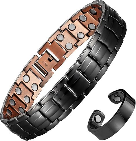 MagEnergy Mens Copper Magnetic Bracelets, 99.9% Pure Copper Bracelet with Double-Row Strength Magnets, Adjustable Jewelry with Sizing Tool in Kuwait