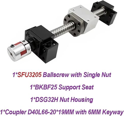 بطولة الكرة المسمار الكرة خطية جزء المسمار مجموعة DIA 32MM SFU3205 C7 300-1000MM مع صامدة واحدة+BKBF25+DSG32H+20 * 19MM مقرن للطابعة 3D (550 مم) in Saudi Arabia