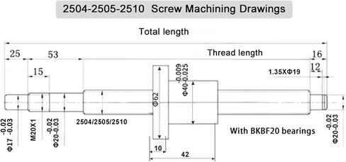 Linear Motion Ball Screw Precision Part 25mm Ball Screw SFU2505 End Machined + RM2505 Ball Nut + BK20 BF20 End Support+ Coupler 17x14mm(1850mm) in Saudi Arabia