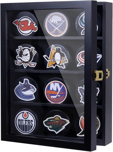 12pcs Hockey Puck Display Case,Puck Display Case,Hockey Puck Case Wall Mount,Hockey Puck Holder,Hockey Puck Display Box,Hockey Puck Shadow Box in Saudi Arabia