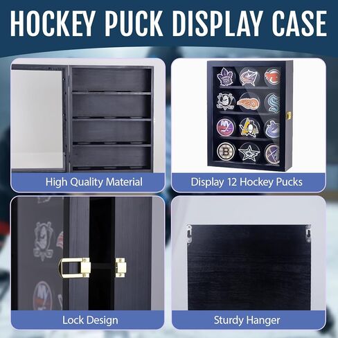 12pcs Hockey Puck Display Case,Puck Display Case,Hockey Puck Case Wall Mount,Hockey Puck Holder,Hockey Puck Display Box,Hockey Puck Shadow Box in Saudi Arabia