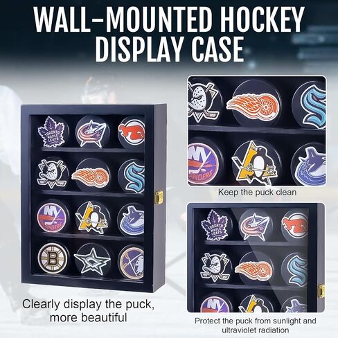 12pcs Hockey Puck Display Case,Puck Display Case,Hockey Puck Case Wall Mount,Hockey Puck Holder,Hockey Puck Display Box,Hockey Puck Shadow Box in Saudi Arabia
