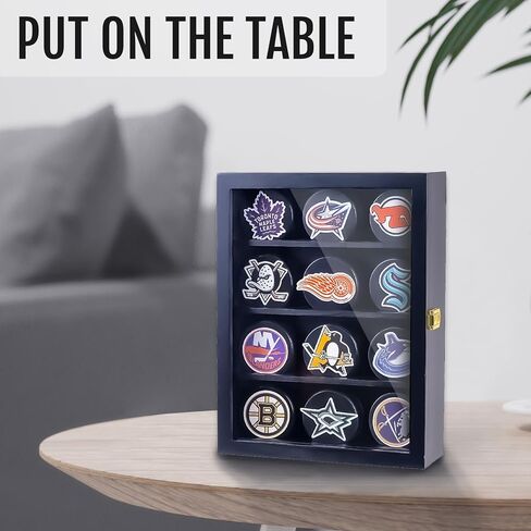 12pcs Hockey Puck Display Case,Puck Display Case,Hockey Puck Case Wall Mount,Hockey Puck Holder,Hockey Puck Display Box,Hockey Puck Shadow Box in Saudi Arabia