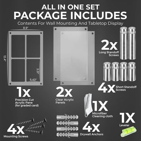 Acrylic Graded Card Display Case 2x2 - Holds 4 PSA, CGC, TAG Slabs - Wall or Tabletop Sports Card Display Frame with UV Protection - Baseball, Football, Basketball, TCG Card Showcase in Saudi Arabia
