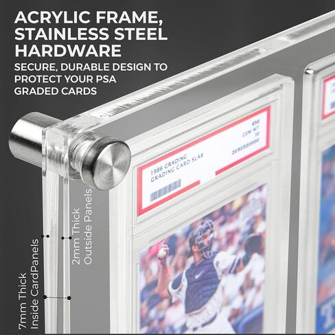 Acrylic Graded Card Display Case 2x2 - Holds 4 PSA, CGC, TAG Slabs - Wall or Tabletop Sports Card Display Frame with UV Protection - Baseball, Football, Basketball, TCG Card Showcase in Saudi Arabia