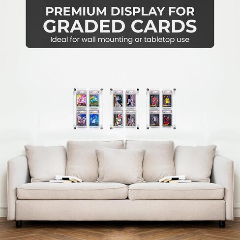 Acrylic Graded Card Display Case 2x2 - Holds 4 PSA, CGC, TAG Slabs - Wall or Tabletop Sports Card Display Frame with UV Protection - Baseball, Football, Basketball, TCG Card Showcase in Saudi Arabia