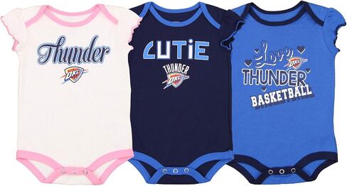 Outerstuff NBA Baby Girls Infant/Newborn 3 قطع مجموعة زاحف ، أوكلاهوما سيتي ثاندر ، 12 مترًا in Saudi Arabia