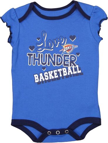 Outerstuff NBA Baby Girls Infant/Newborn 3 قطع مجموعة زاحف ، أوكلاهوما سيتي ثاندر ، 12 مترًا in Saudi Arabia