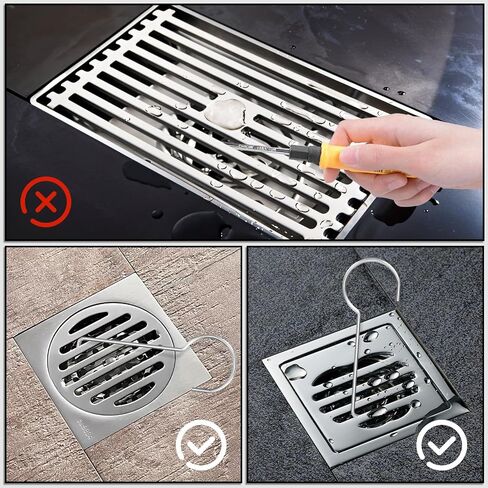 4PCS Drain Lifing Hooks for Shower,Drain Key Steel Grille Puller Lift Out Key 9.9 * 3.1 * 0.24cm for Shower Drain Cleaning Shower Removal Tool Not Easy to Bend in Saudi Arabia