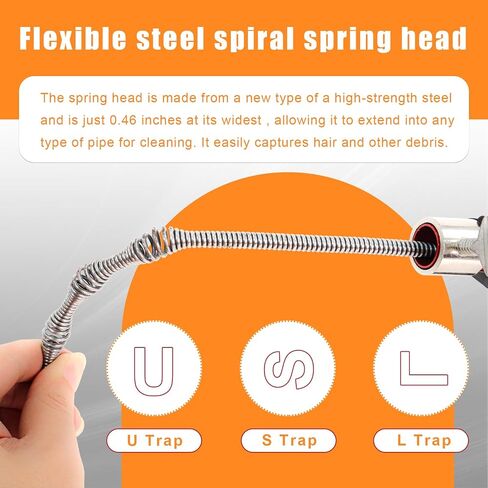 Drain Auger, Clog Remover with Drill Adapter, 50 Feet Flexible Plumbing Snake Use Manually or Powered for Kitchen,Bathrom and Shower Sink, Comes with Work Gloves and Storage Bag in Saudi Arabia