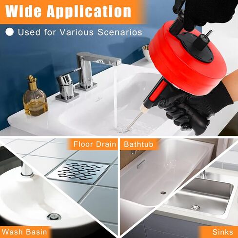 Drain Auger, Clog Remover with Drill Adapter, 50 Feet Flexible Plumbing Snake Use Manually or Powered for Kitchen,Bathrom and Shower Sink, Comes with Work Gloves and Storage Bag in Saudi Arabia